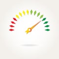 Speedometer icon or sign with arrow. Colorful Infographic gauge element. Vector illustration. Royalty Free Stock Photo